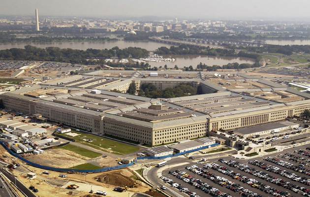 The Pentagon, foreground, and nearby Washington Monument, rear, are photographed from the air in Arlington, Virginia, U.S., on Sept. 26, 2003. The Pentagon is the headquarters of the U.S. Department of Defense (DOD). Photographer: U.S. Air Force Technical Sergeant Andy Dunaway/DOD via Bloomberg News