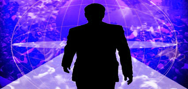 Businessman silhouette walking ahead...